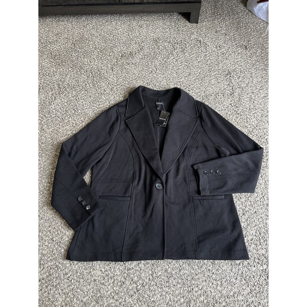 Torrid One button Cozy Fleece Tailored Blazer Jacket Black 2X Career Office New